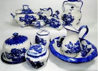 Reproduction blue and white printed ironstone china wares